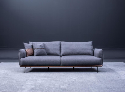 Graues Polstersofa Moderner Dreisitzer Wohnzimmer Textilsofa Luxus Neu